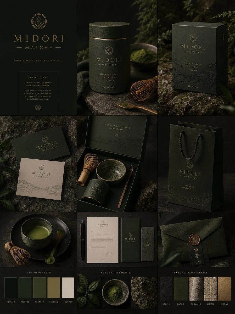Luxury Matcha Brand Identity Presentation Board