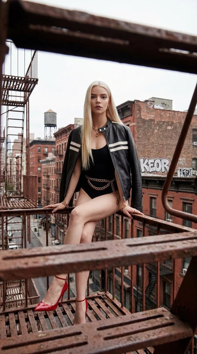 Anya Taylor-Joy Fashion Shot on a Manhattan Fire Escape