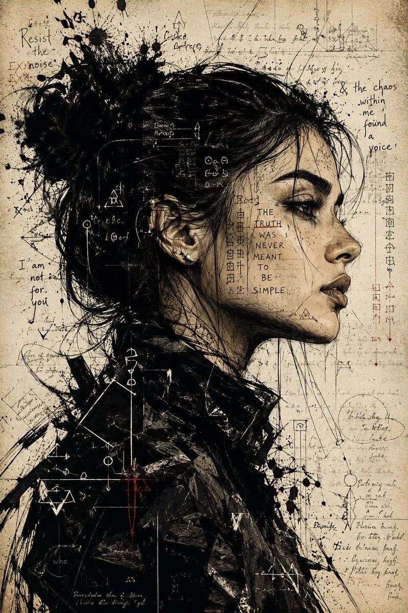 GPT Image 2 dramatic mixed-media side-profile portrait prompt
