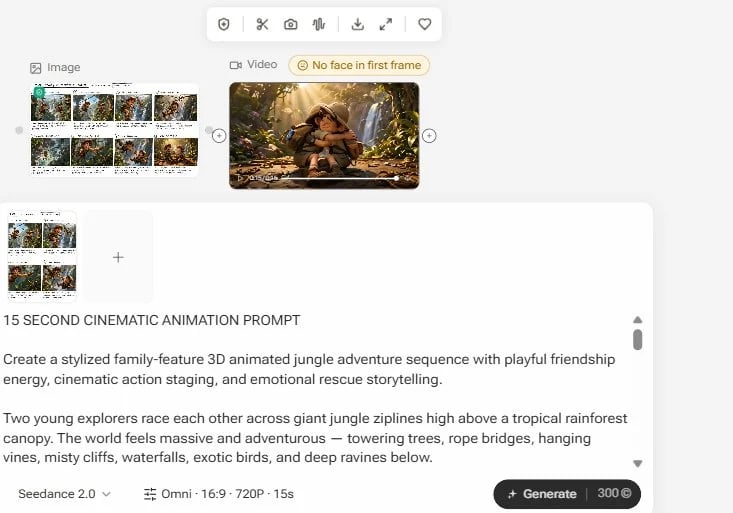 Seedance 2 jungle zipline rescue cinematic animation prompt