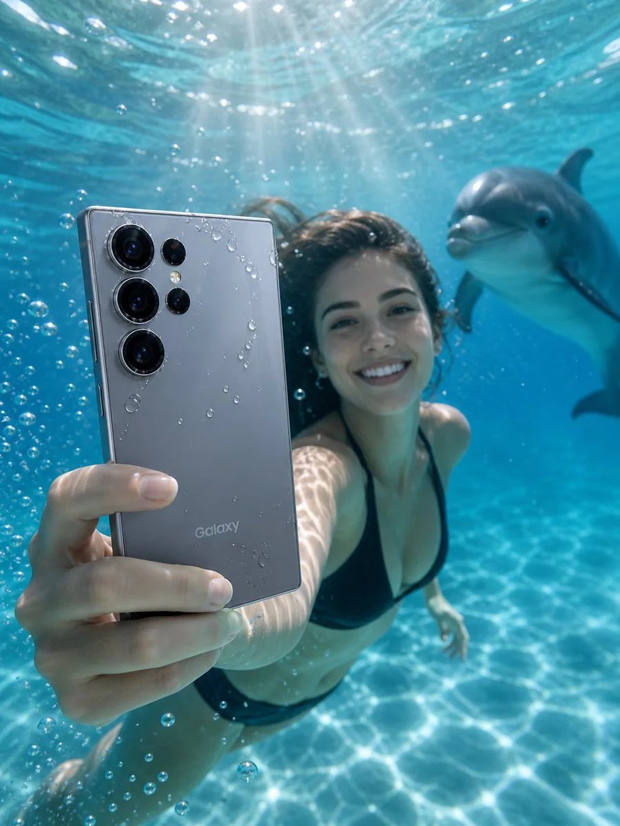 Underwater Galaxy Smartphone Commercial Photoshoot