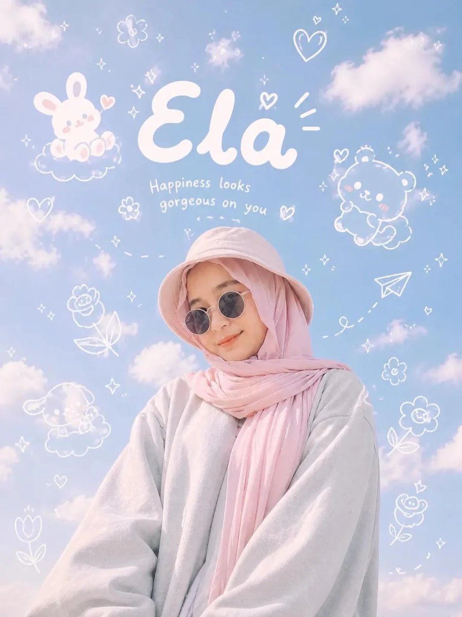 Low-Angle Gen Z Portrait with Kawaii Sky Doodles