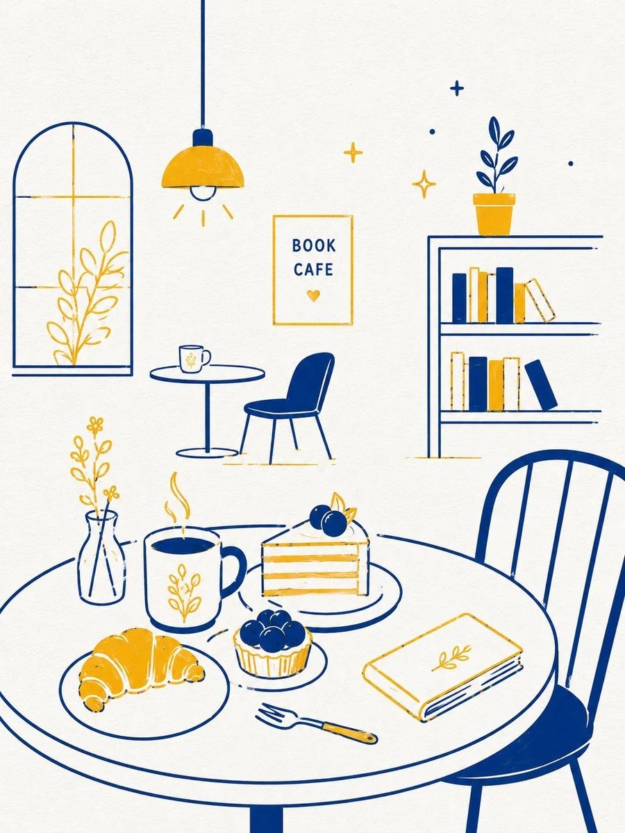 GPT Image 2 cozy book café flat vector illustration prompts