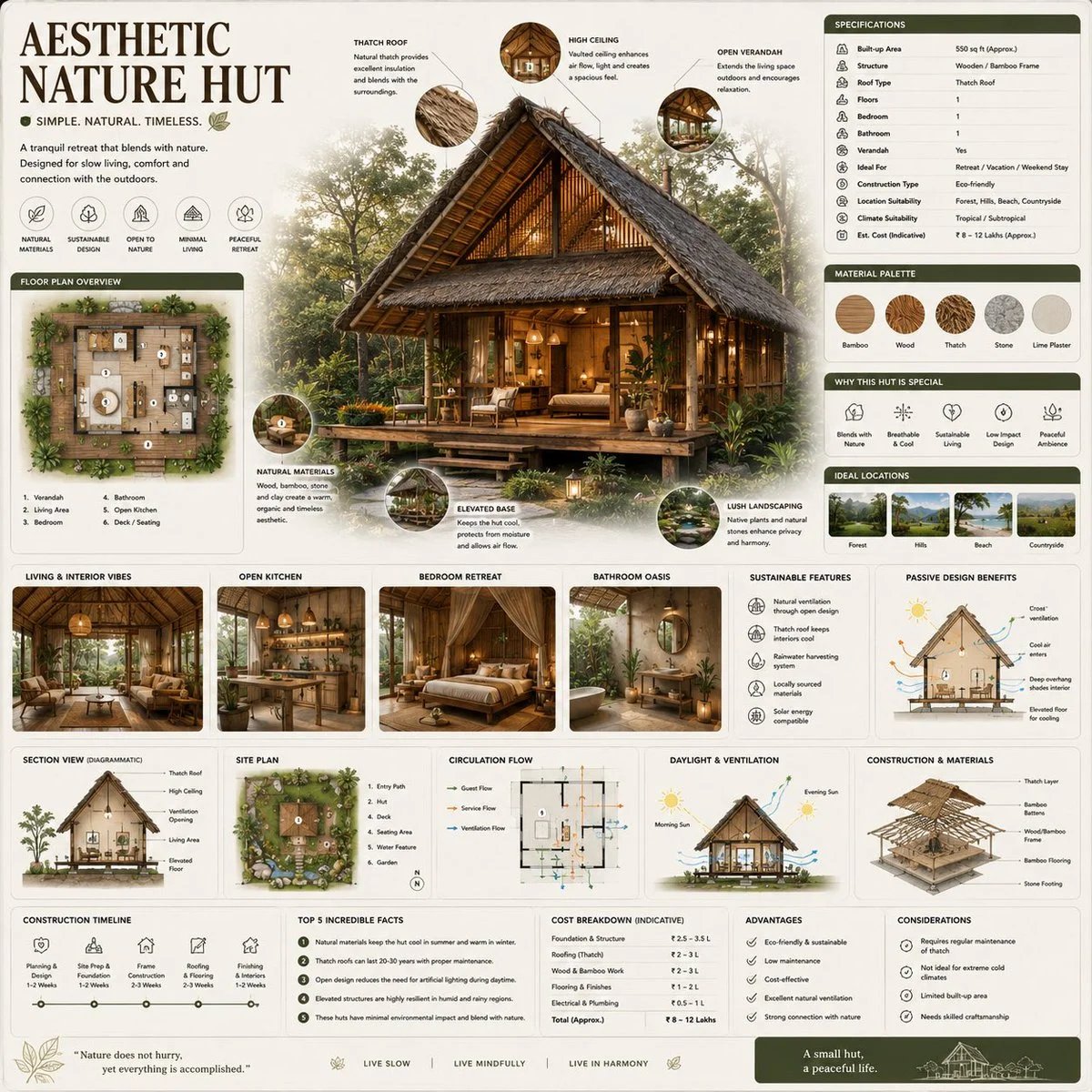 Premium Eco-Architecture Hut Infographic