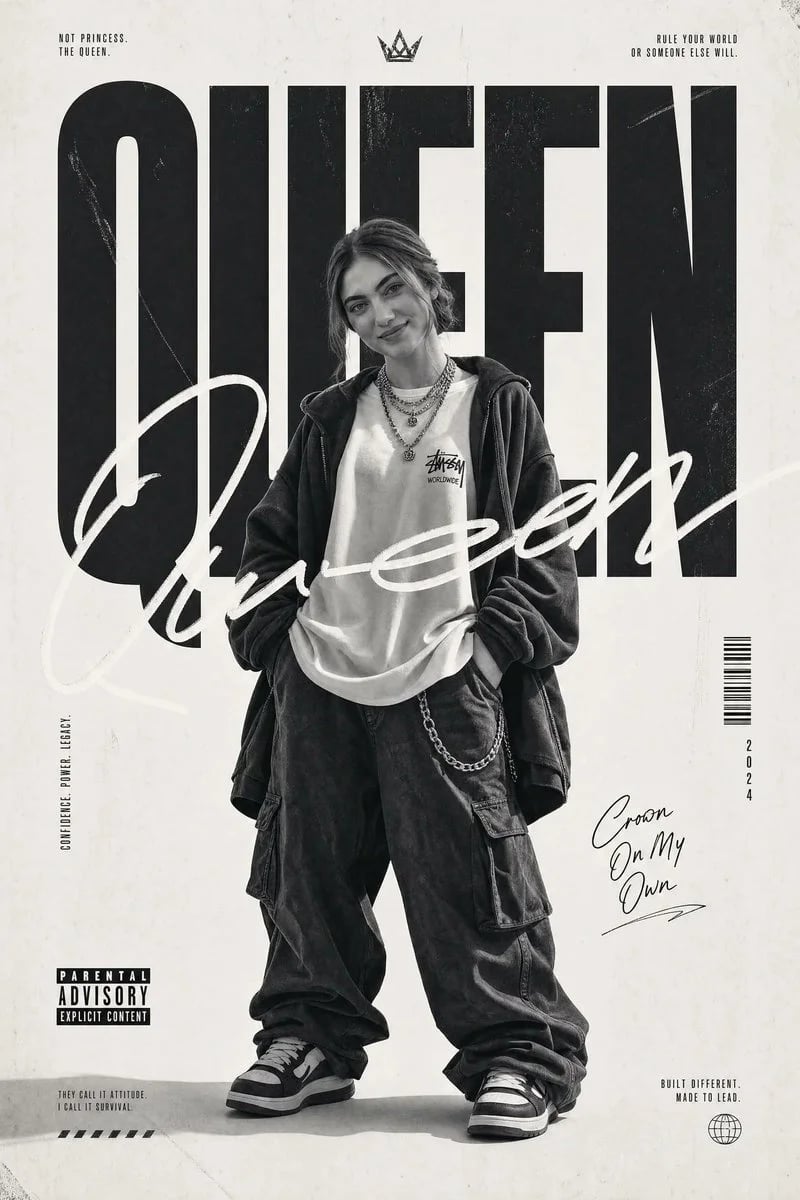 Monochrome Streetwear Editorial Poster