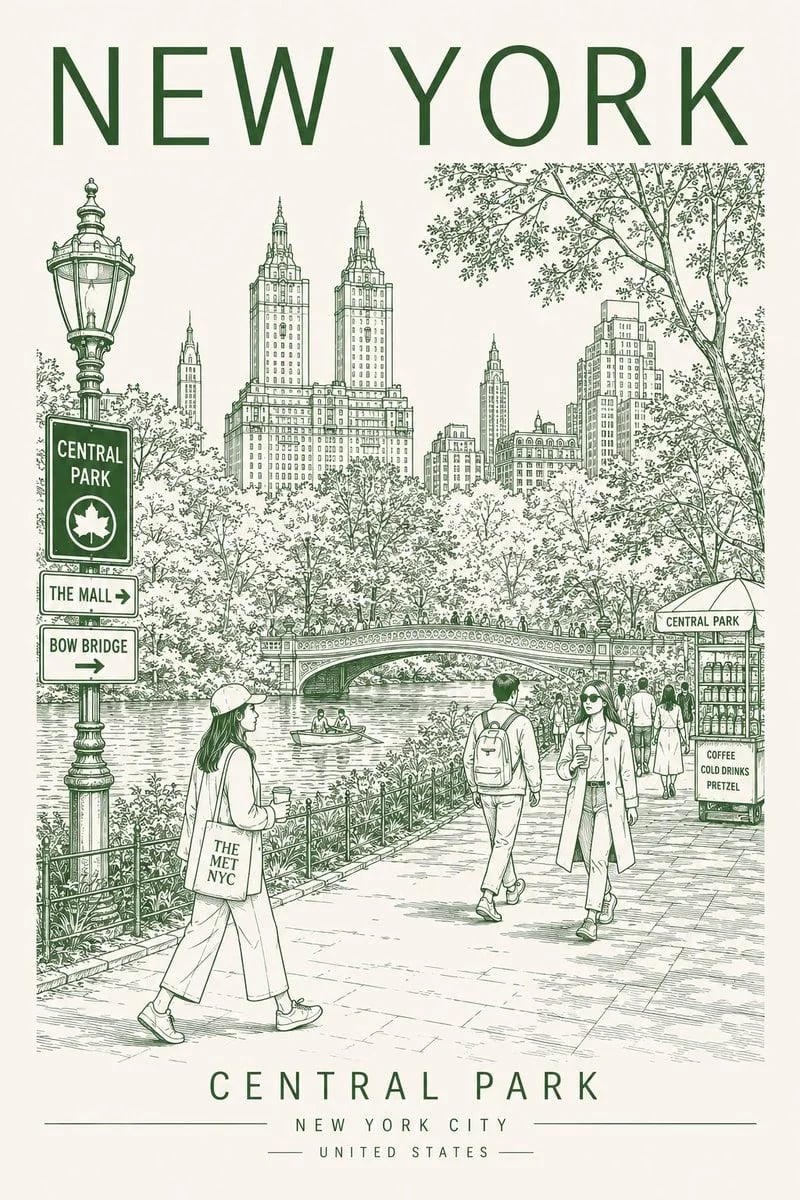 Minimalist city travel poster line-art prompt for GPT-Image-2