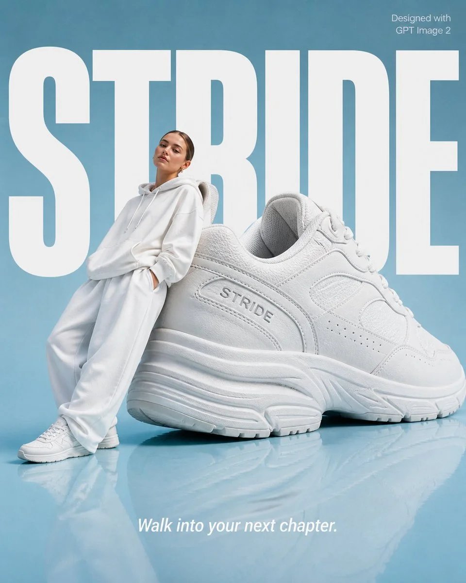 GPT Image 2 fashion ad poster prompt with giant sneaker