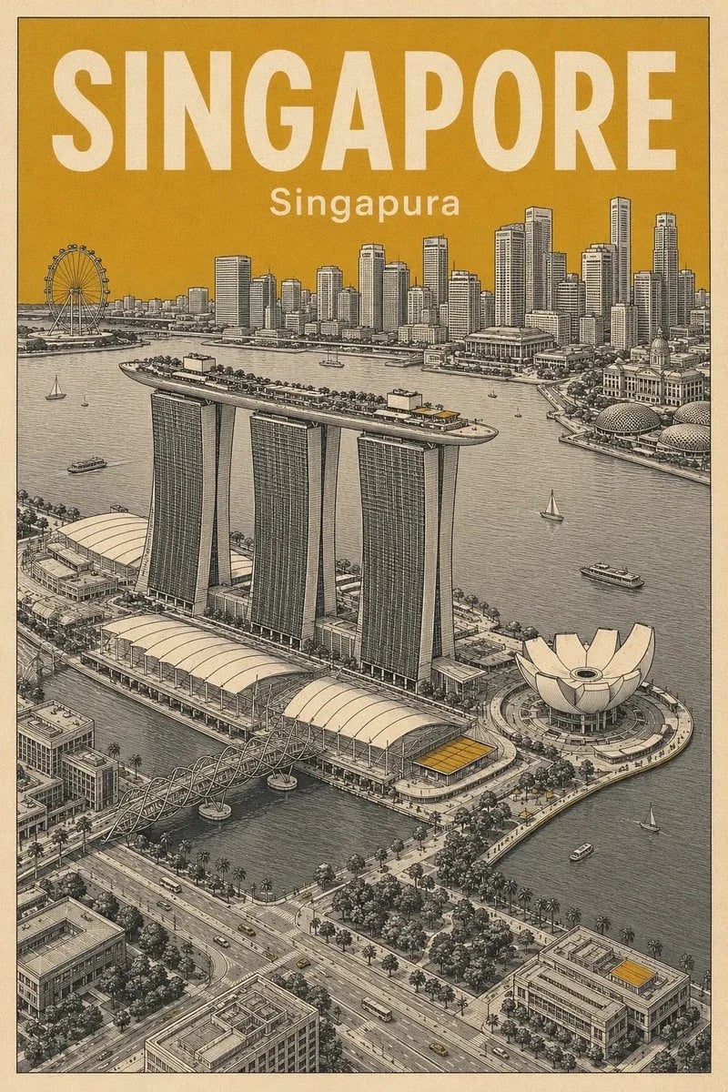 Vintage Travel Posters of London and Singapore