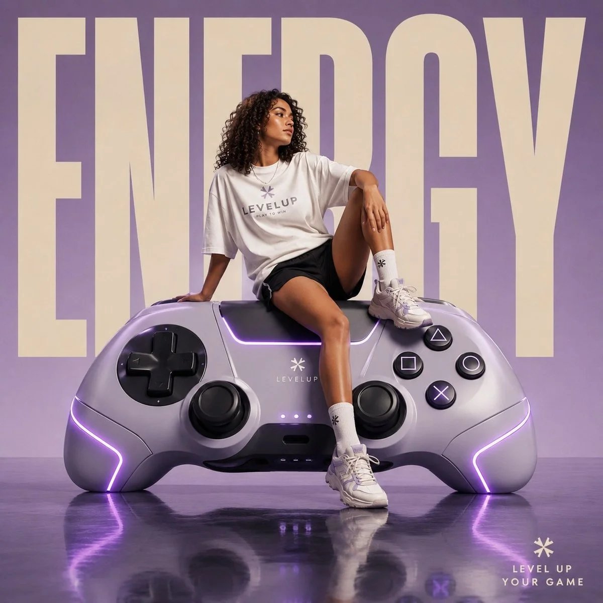 Luxury Futuristic Streetwear Campaign Poster with Giant Gaming Controller