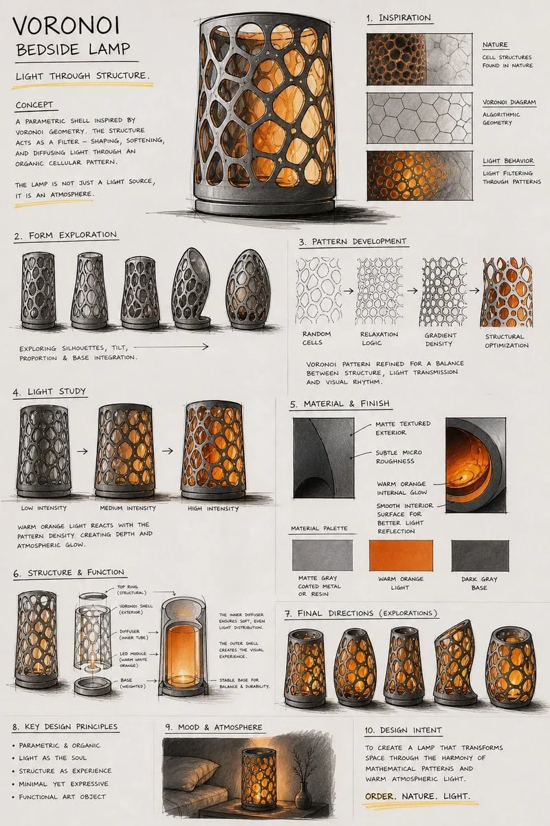 Parametric Voronoi Bedside Lamp Design Workflow