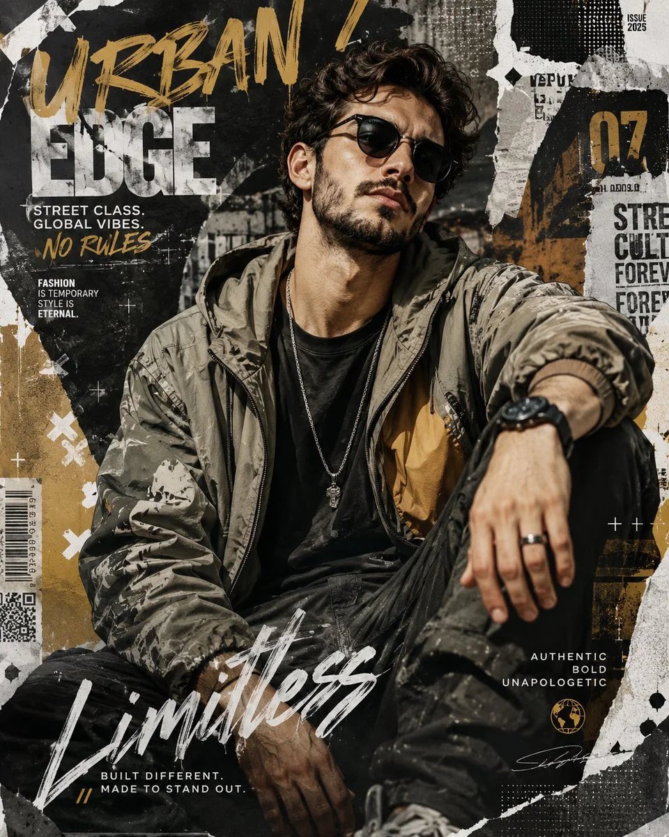 Urban Fashion Editorial Collage Portrait Poster