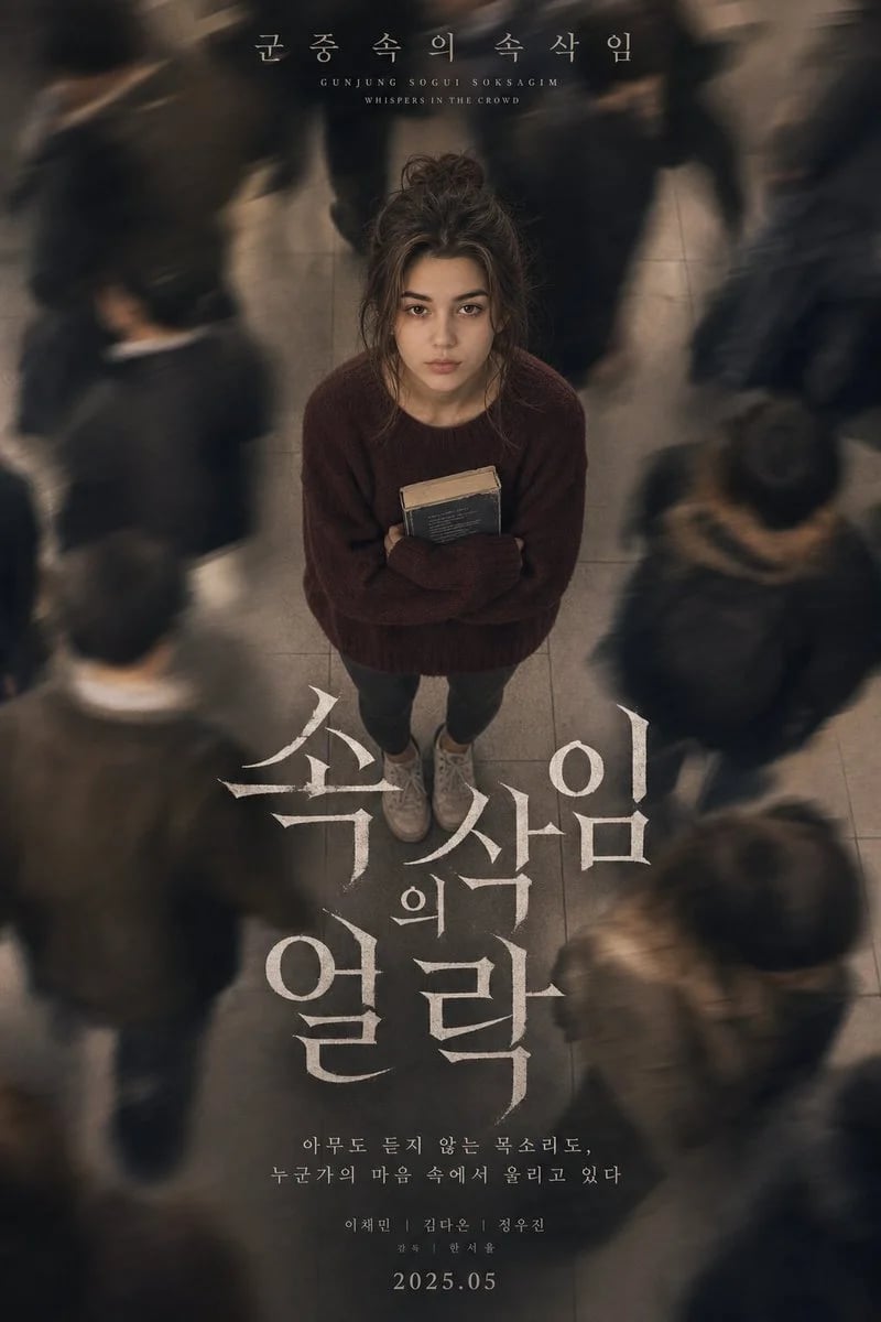 Melancholic Korean psychological drama poster with overhead subway crowd scene