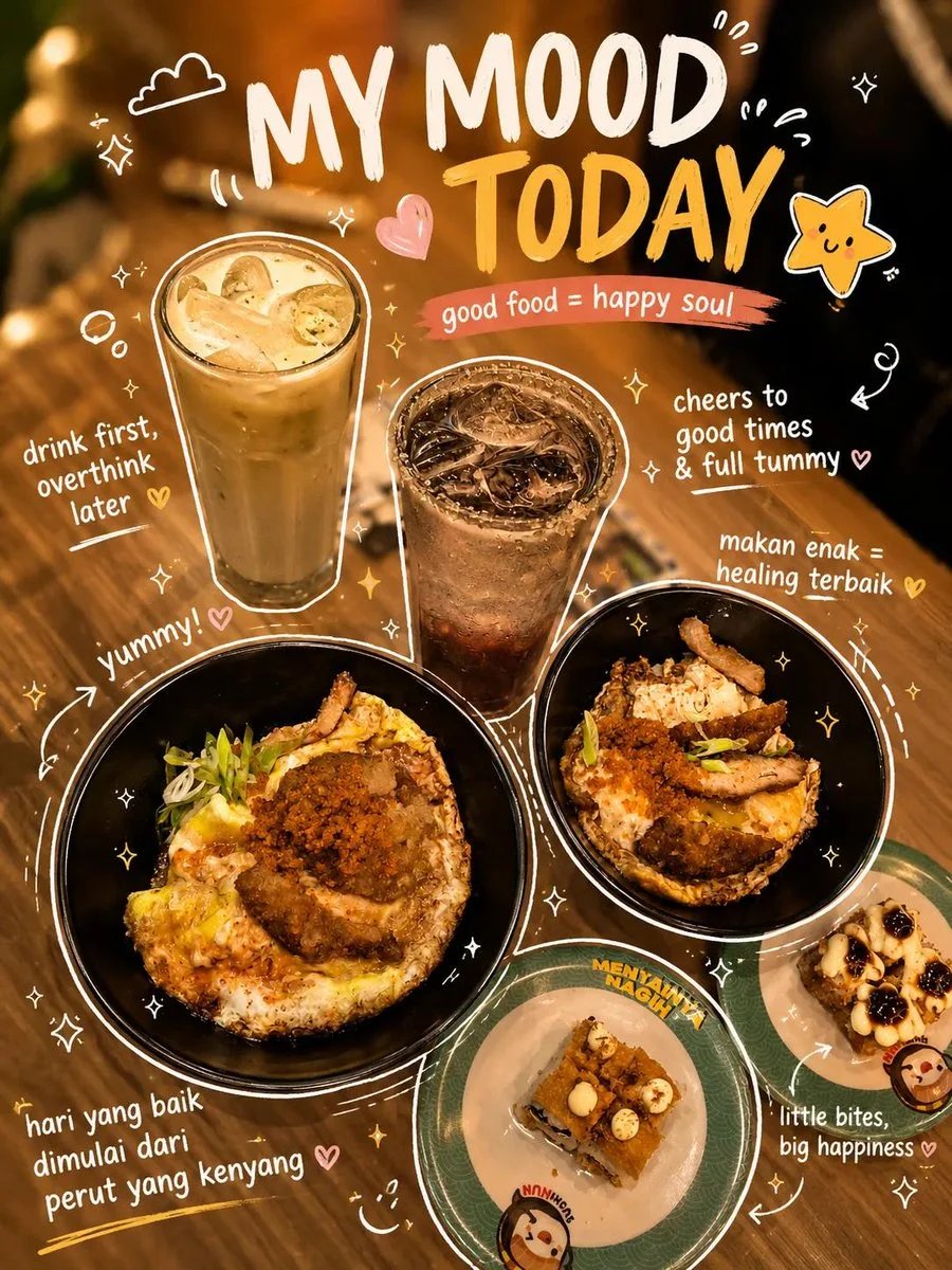Cute Kawaii Café Food Collage