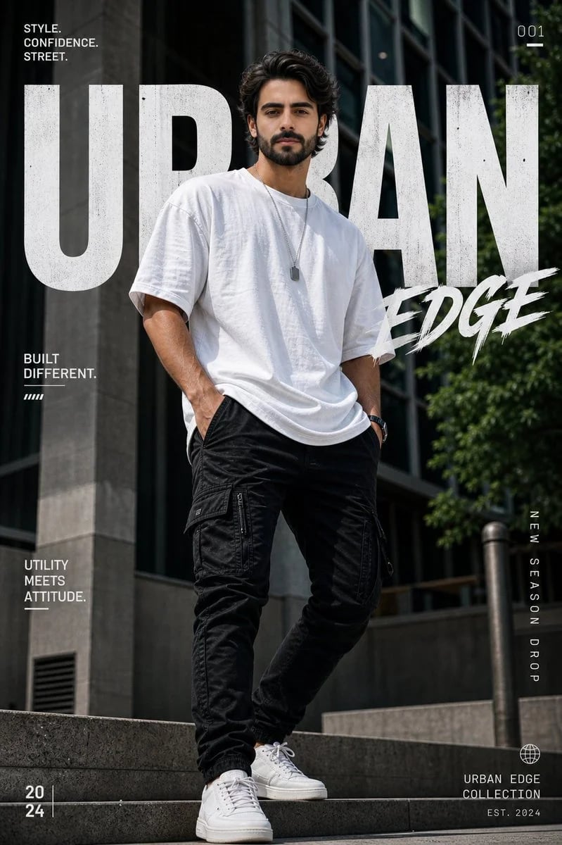 Hyper-realistic urban fashion poster
