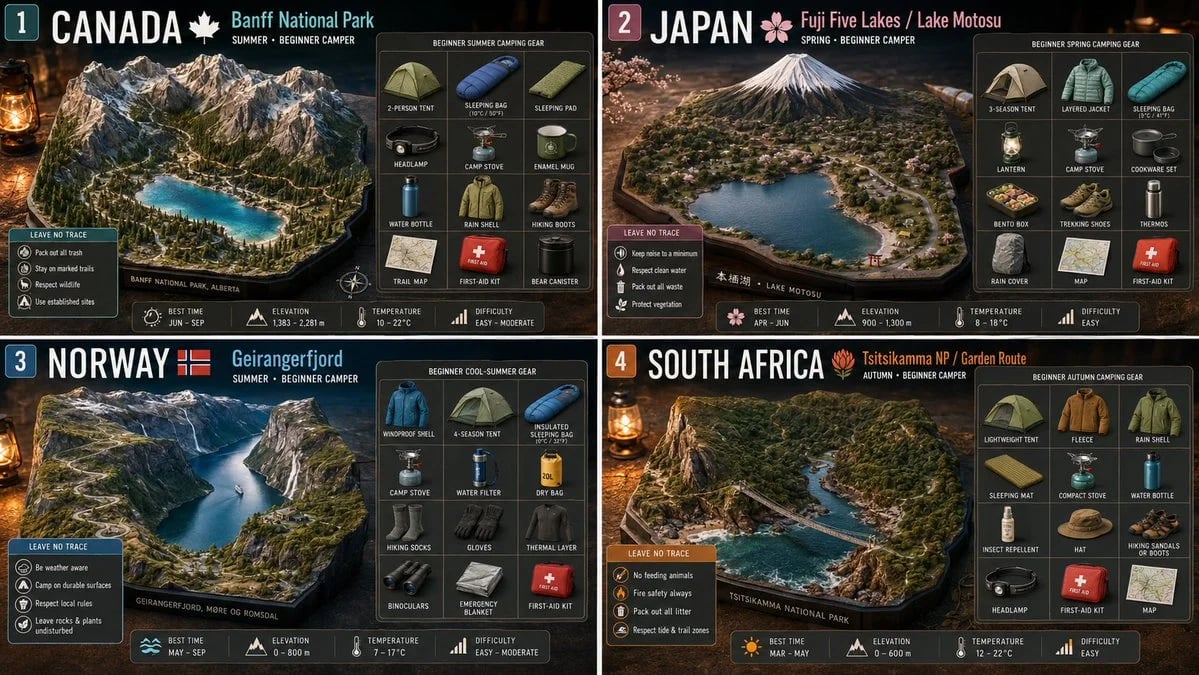 GPT Image 2 beginner camping spot and gear infographic prompt
