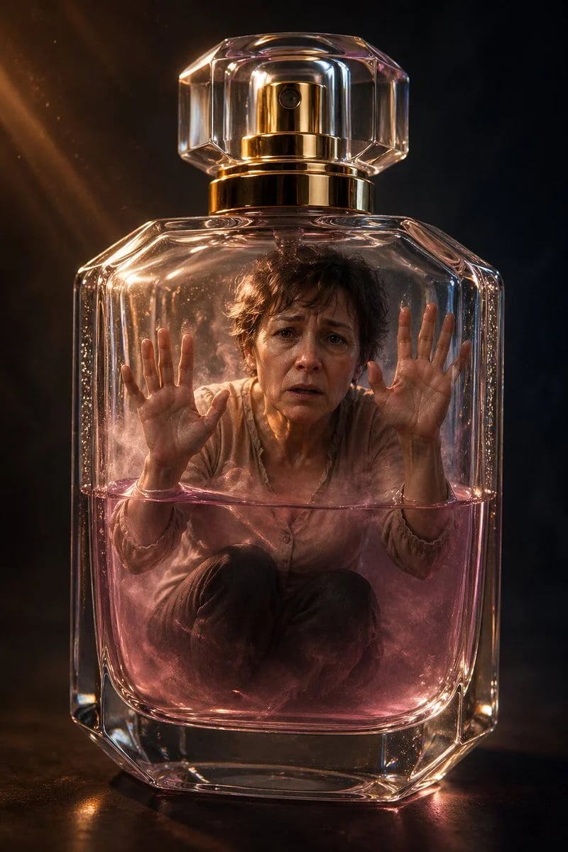 Woman Trapped Inside a Crystal Perfume Bottle