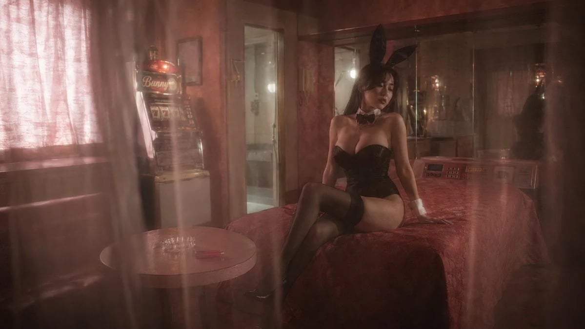 GPT Image 2 retro noir motel bunny costume prompt