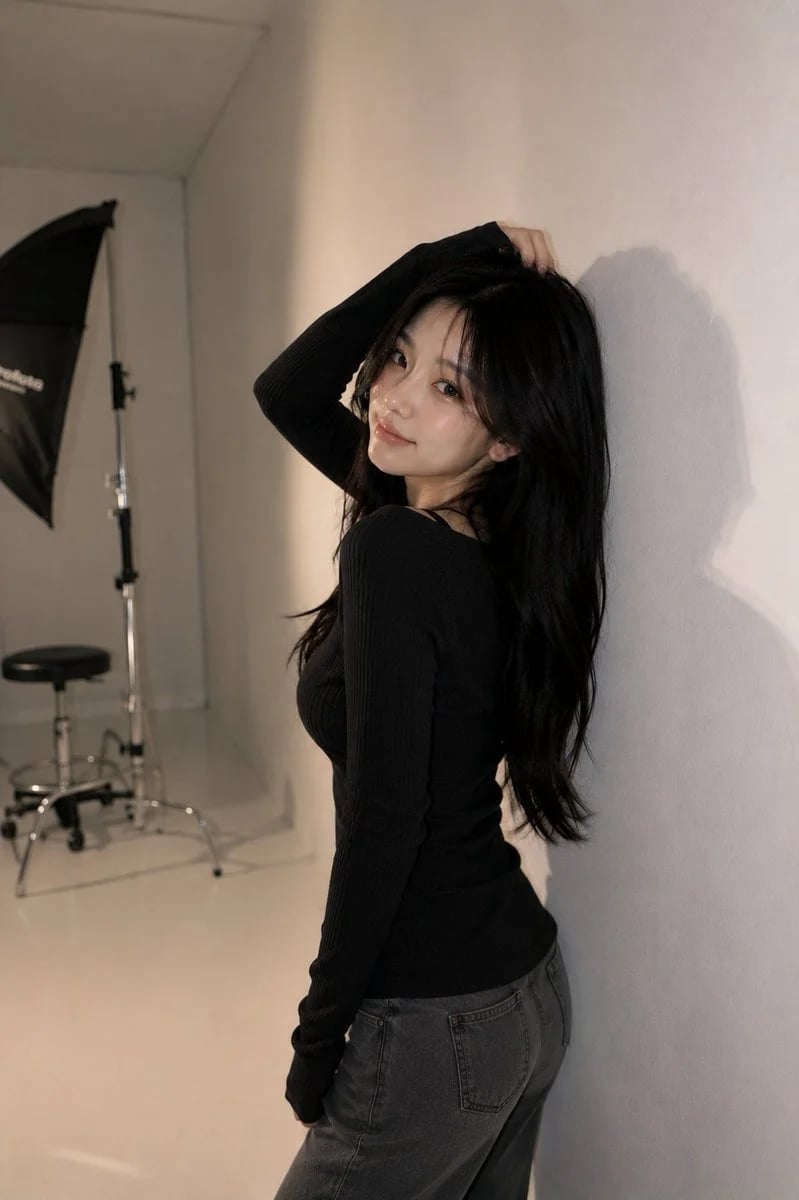Ultra-realistic Korean studio fashion portrait