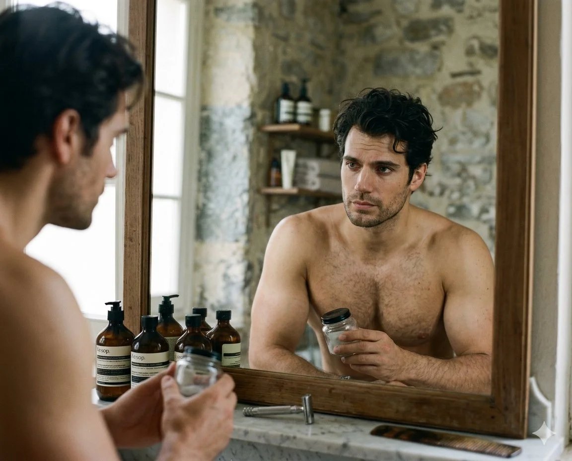 Cinematic Bathroom Mirror Portrait Prompt