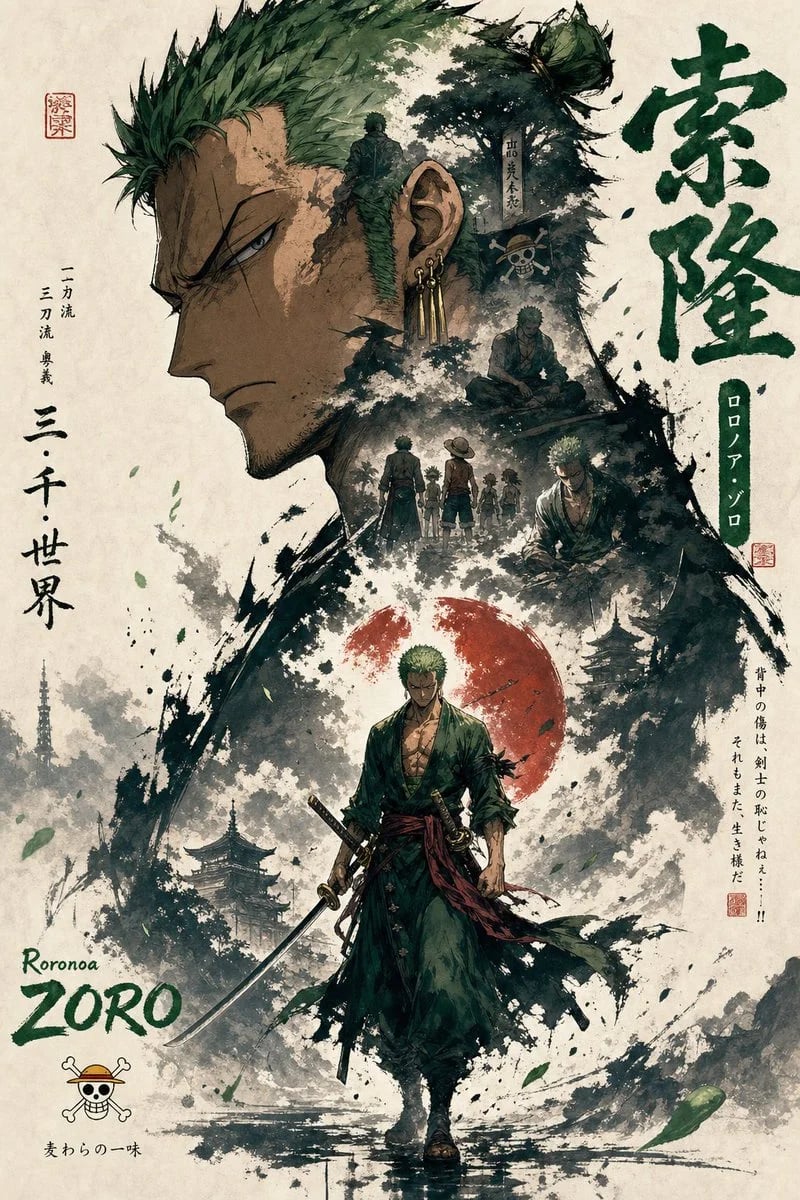 Roronoa Zoro Propaganda Poster in GPT Image 2