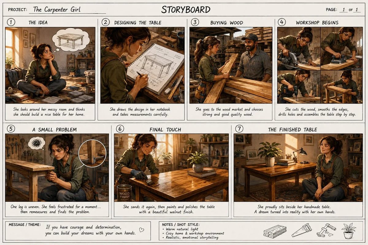 Cinematic Carpenter Storyboard and Animation