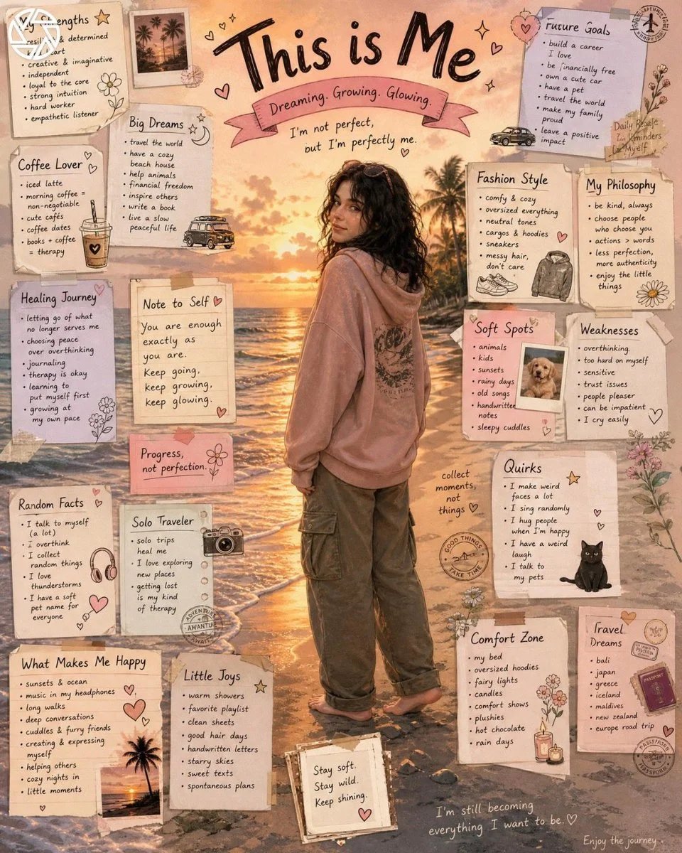 GPT Image 2 dreamy 'This is Me' beach collage poster prompt