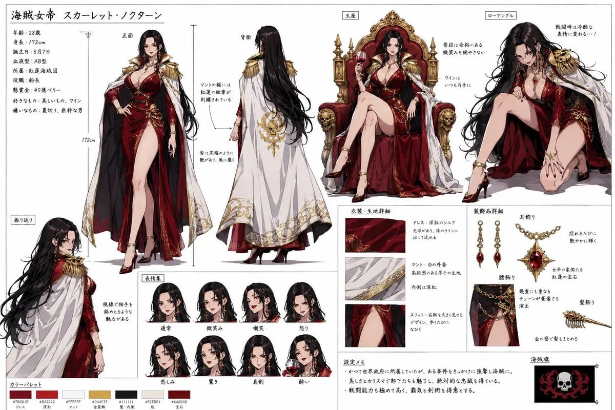 Japanese Anime Pirate Empress Character Sheet