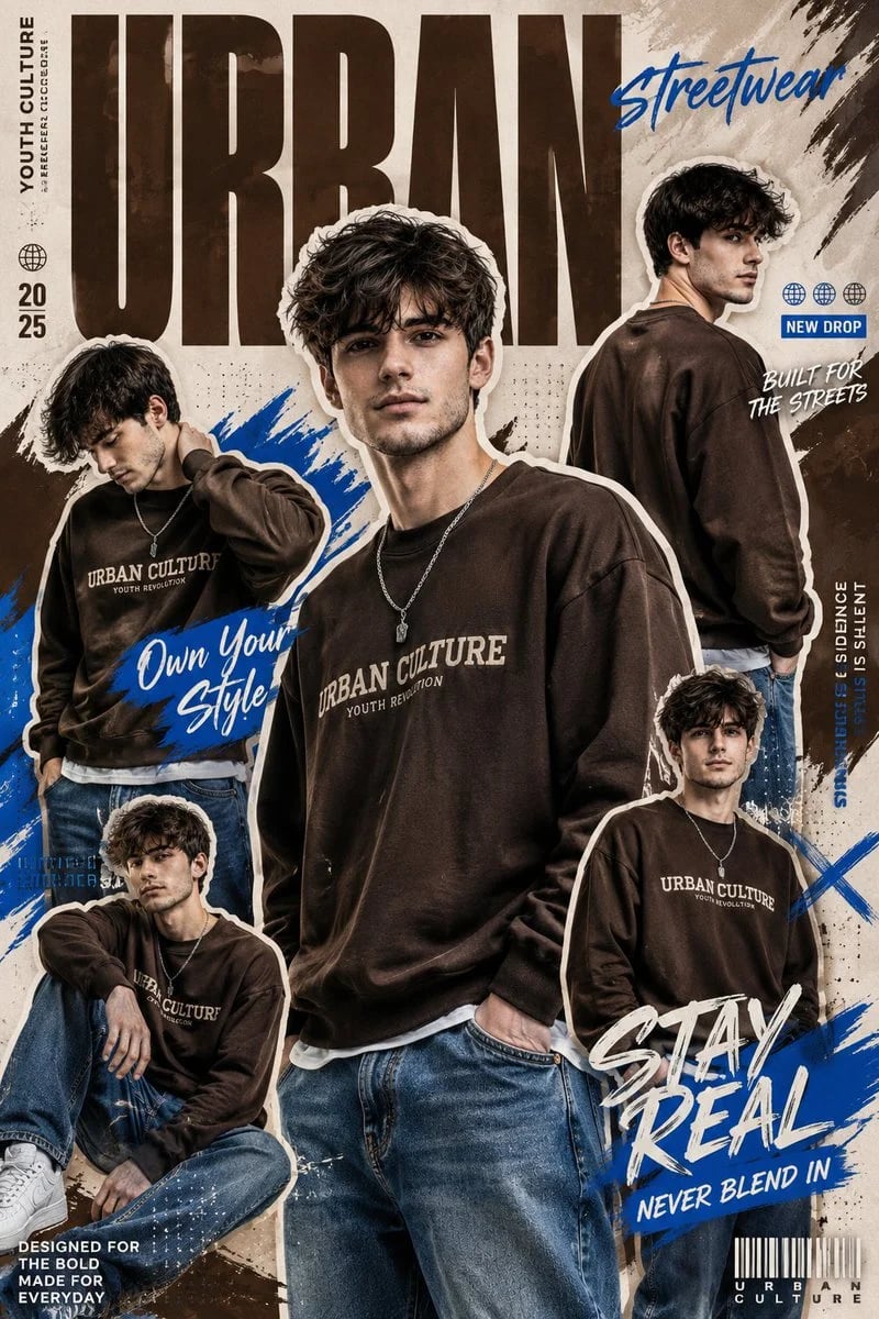 Urban Streetwear Collage Fashion Poster