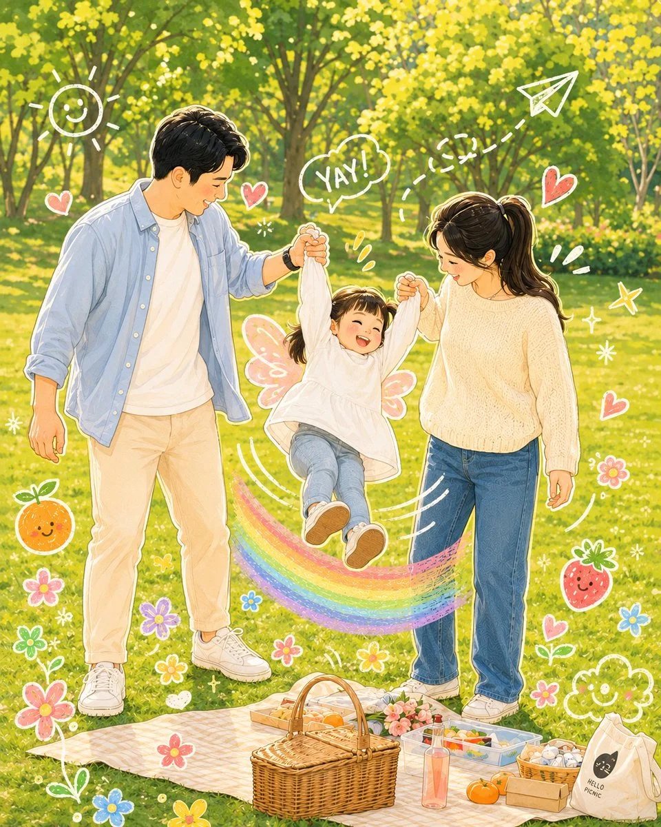 GPT Image 2 图片转可爱卡通涂鸦风提示词