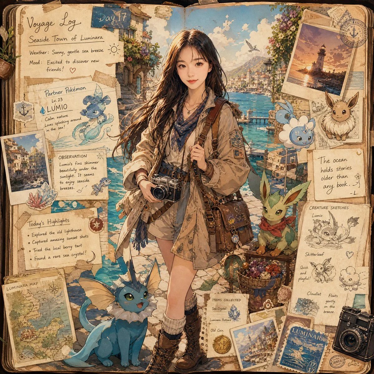 Anime Fantasy Creature Trainer Scrapbook Portrait