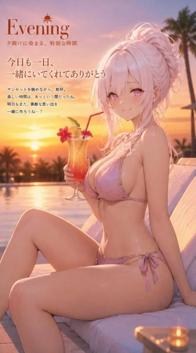 GPT Image 2で作るホテルのプールサイド水着スナップ写真集