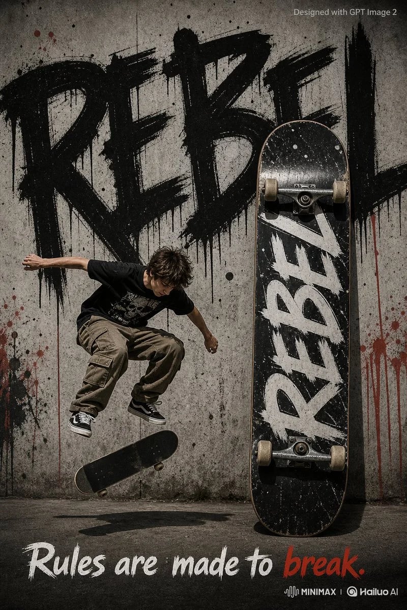 Photorealistic Streetwear Skateboard Poster