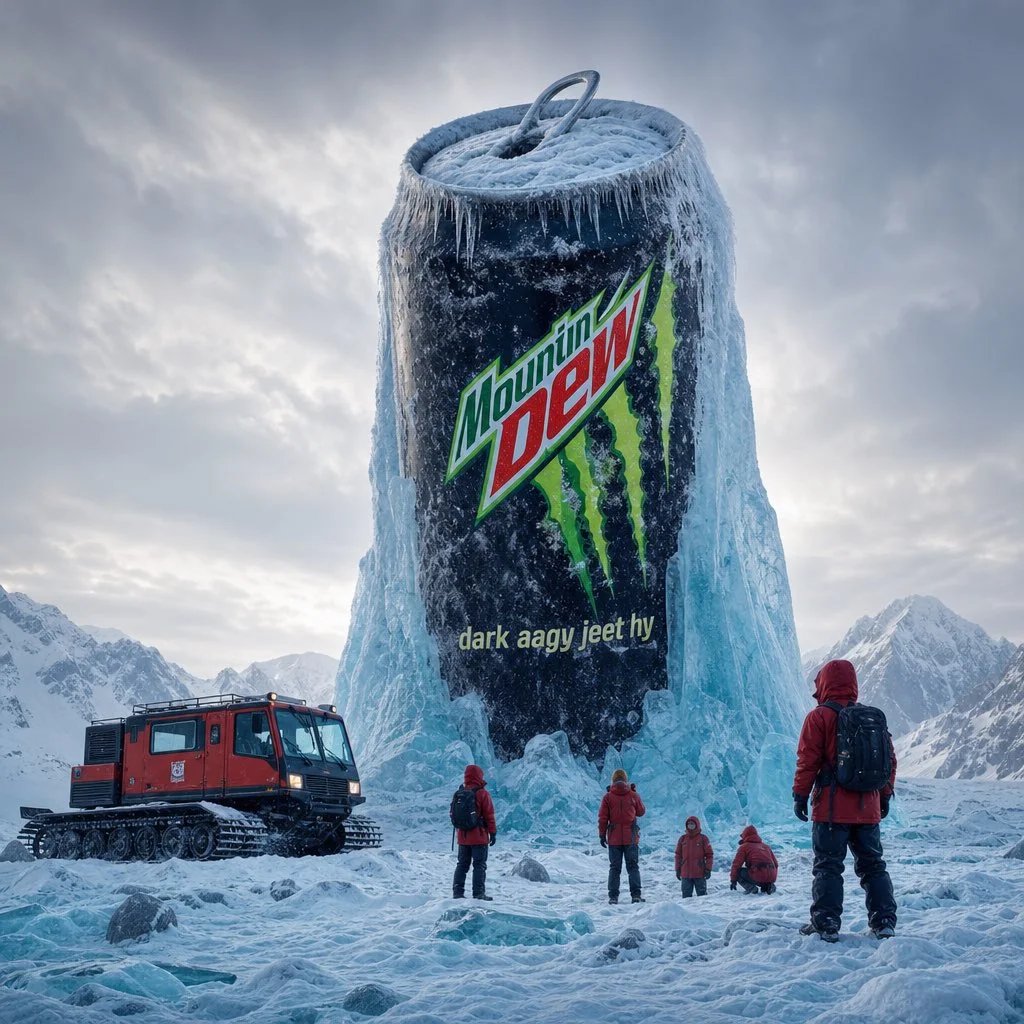 Hyper-realistic Arctic Monument Energy Drink Can