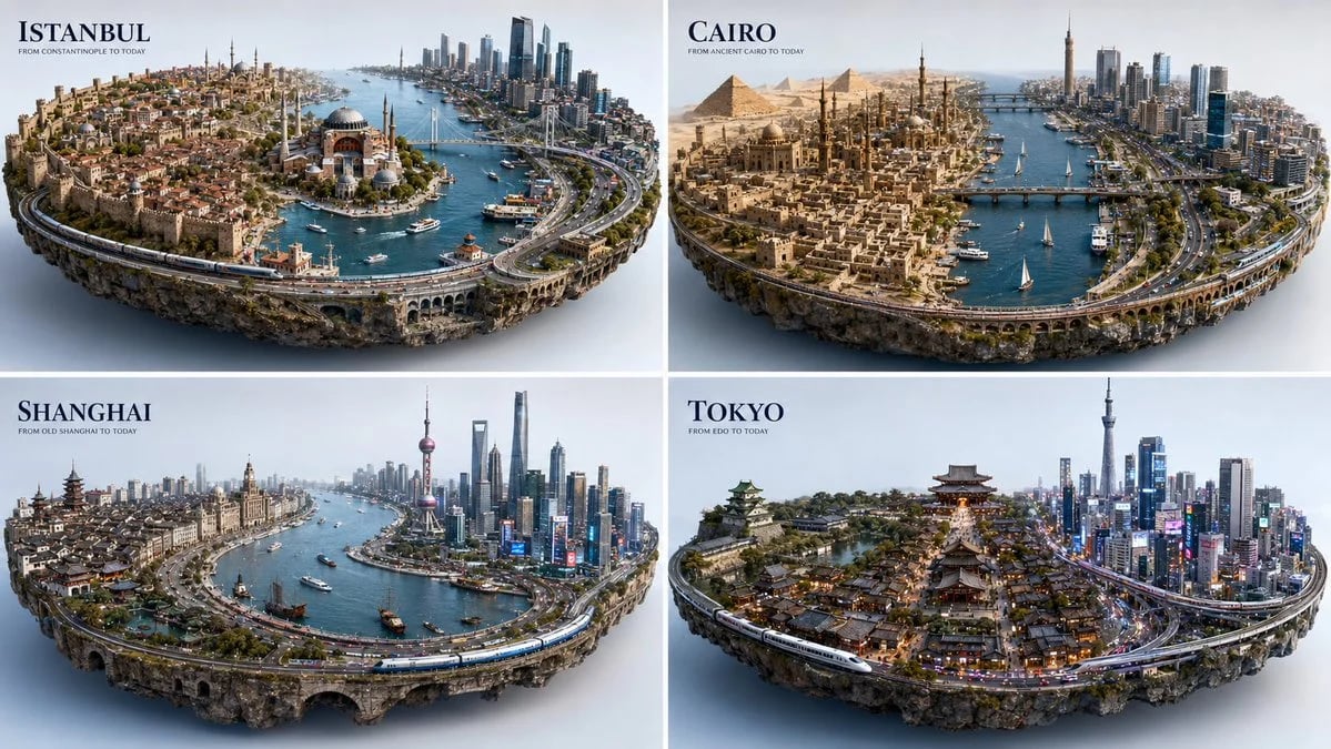 Past and Present City Dioramas with GPT Image 2
