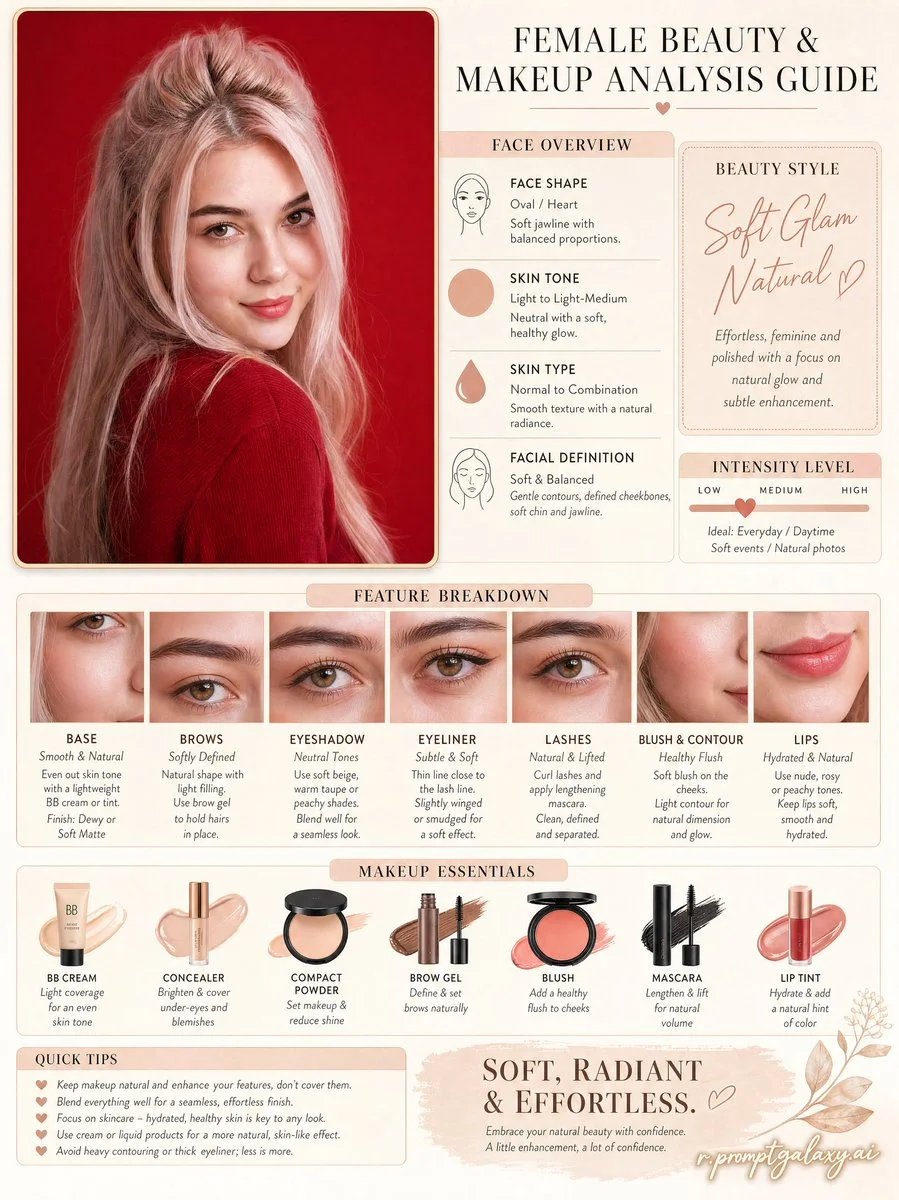 Female Beauty & Makeup Analysis Guide Infographic