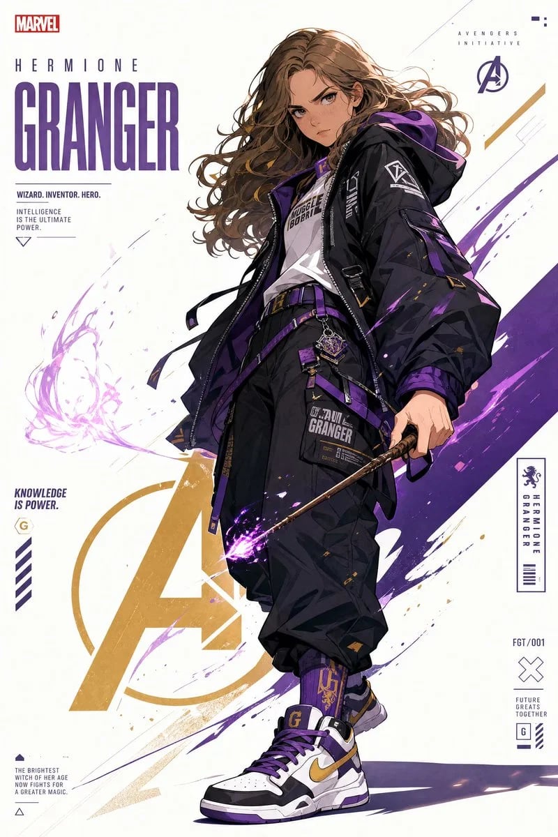 Anime Streetwear Poster of Hermione Granger and Harry Potter
