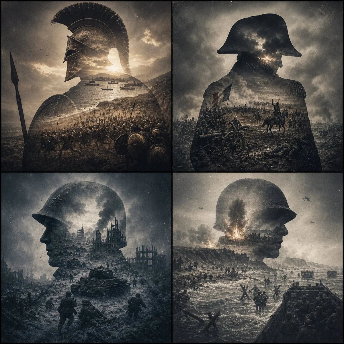 World-Changing Historic Battles in Double Exposure