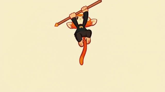 2D chibi monkey warrior staff kata animation