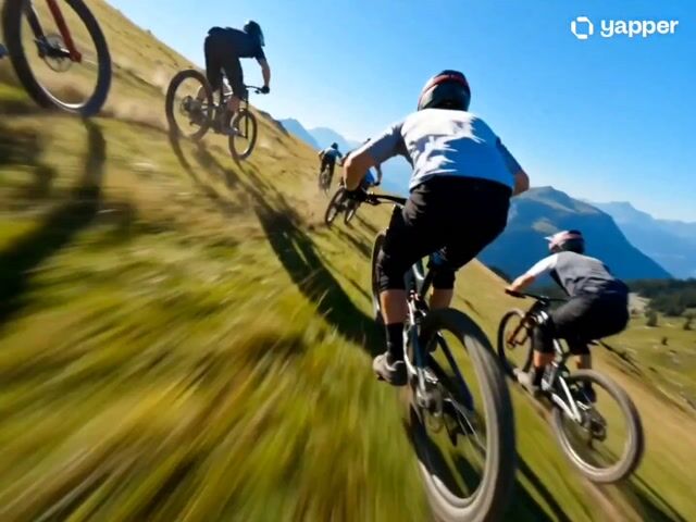Mountain bikers deploy wings and rocket thrusters off a cliff