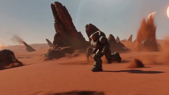 Armored Space Marine Battle on Alien Desert Planet