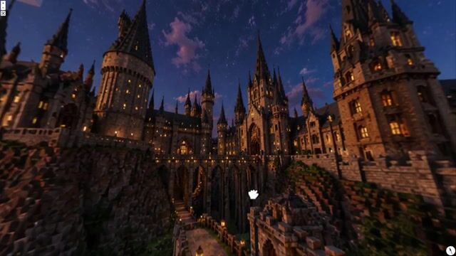 360 equirectangular Minecraft Hogwarts panorama