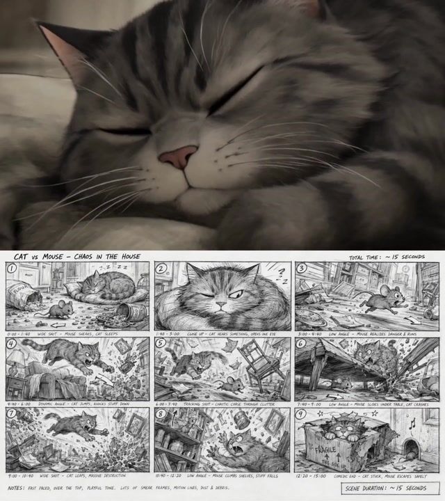 GPT Image 2 storyboard animated with Seedance 2 cartoon chase scene