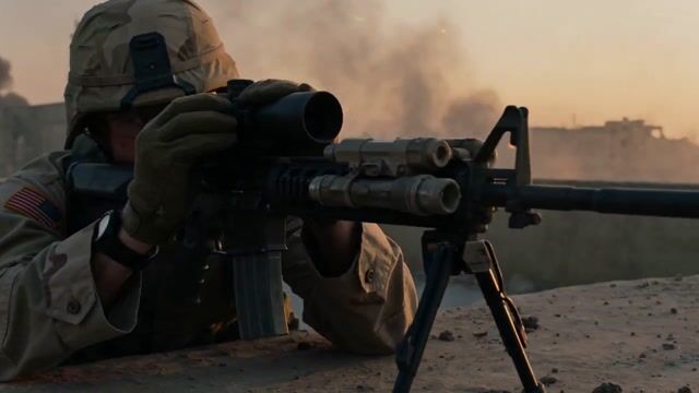 Cinematic rooftop sniper in urban warzone