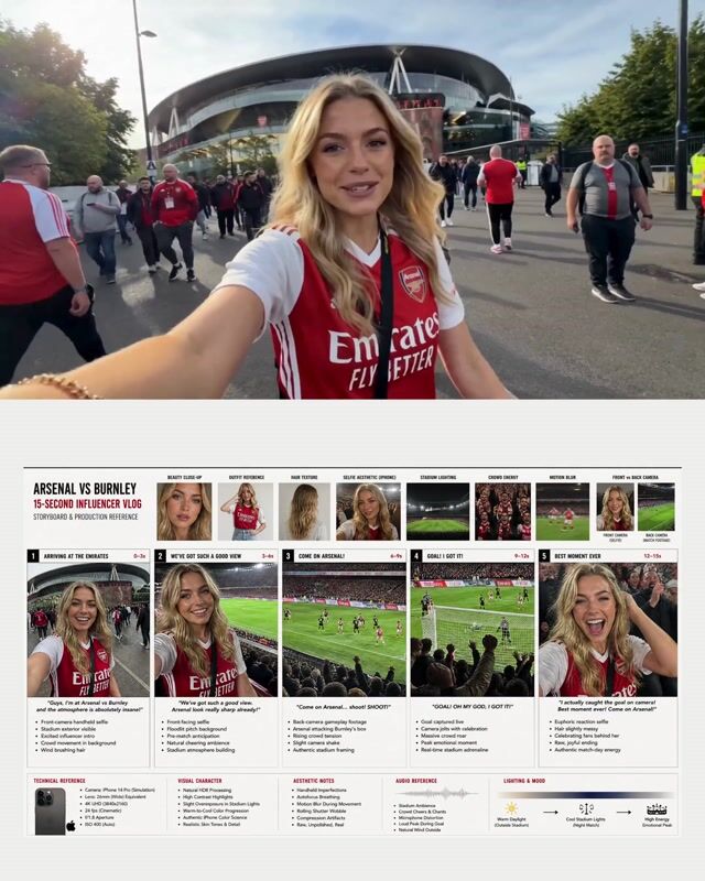 Ultra-realistic Arsenal goal influencer vlog