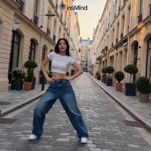 K-pop dance choreography video on Korean street