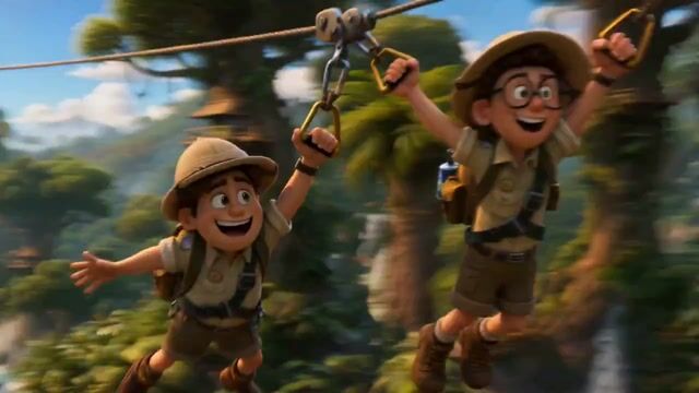 Seedance 2 jungle zipline rescue cinematic animation prompt
