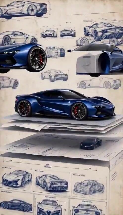 Seedance 2.0 Alfa Romeo Blueprint Concept Car Motion Graphics