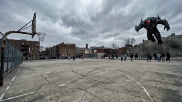Seedance 2.0 handheld basketball court monster transformation prompt