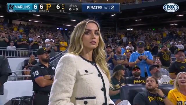 Ana de Armas Lookalike at a Night Baseball Game