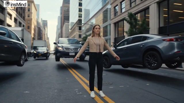 Cinematic superhero telekinesis and flight sequence in a modern city